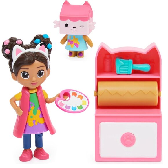 Gabbys Dollhouse Art Studio Action Figure Set Baby Box Cat Paint Palette - Picture 1 of 7
